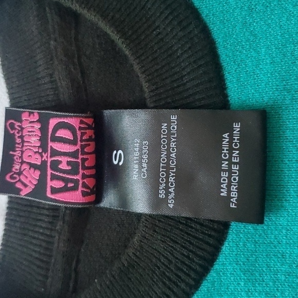 NWOT KILLER ACID X THE BINDLE CONSPIRACY World Wide Mens Teal & Black Sweater - Picture 9 of 12